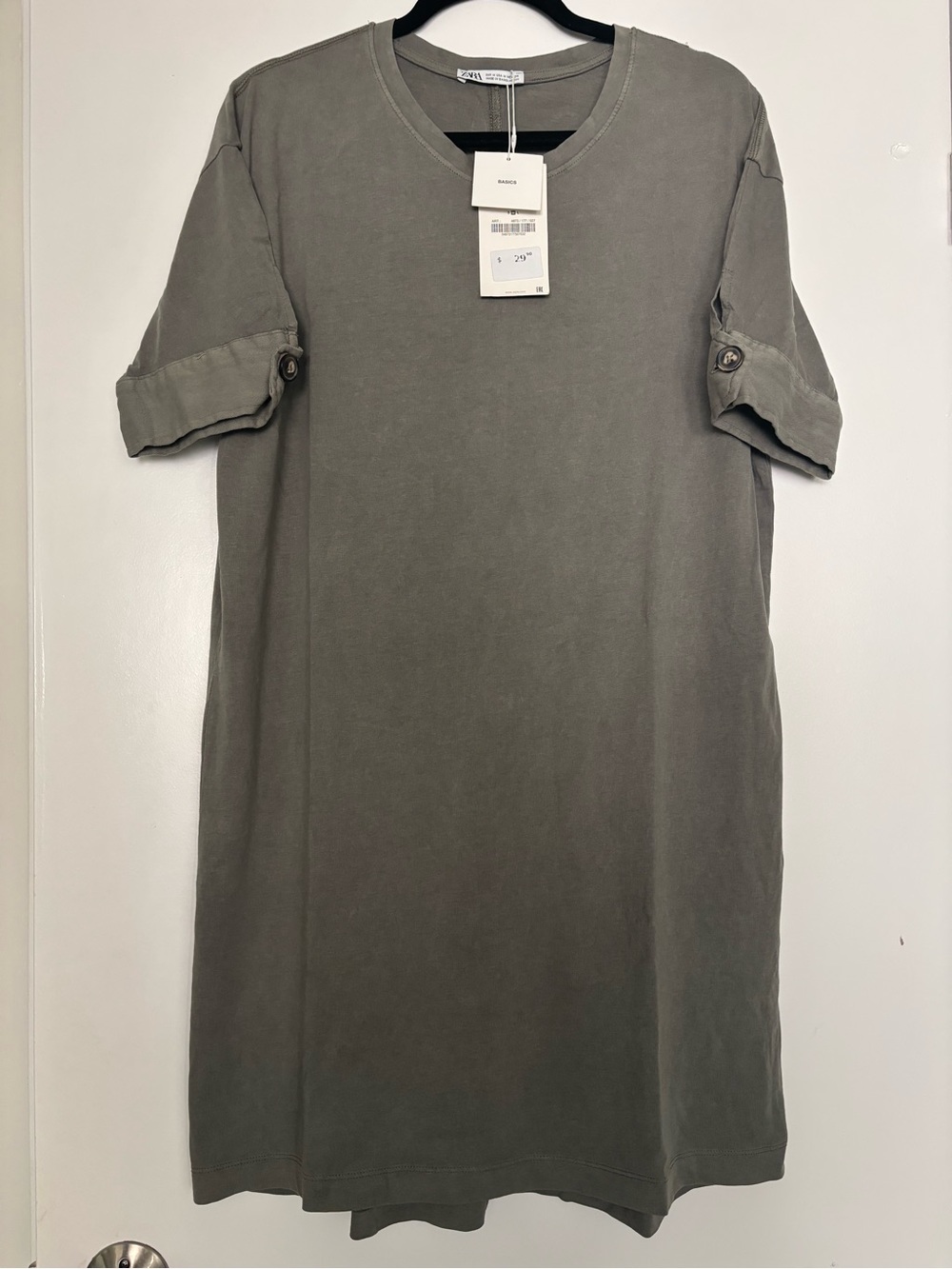 Zara TShirt Dress in Gray, Medium